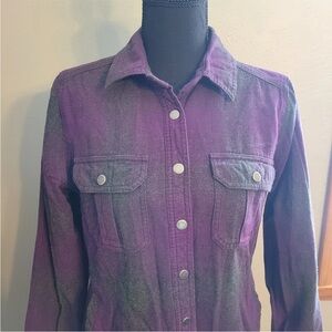 Duluth Trading Co. Purple plaid flannel Shacket